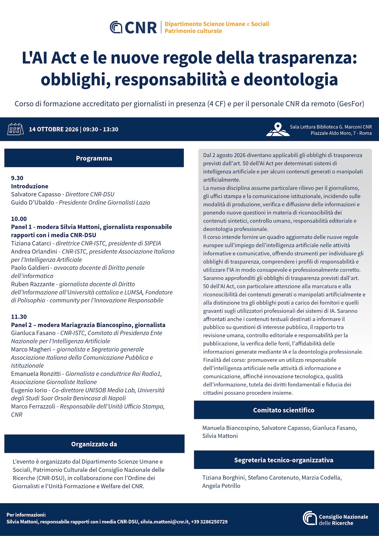 L�AI Act e le nuove regole della trasparenza: obblighi, responsabilit� e deontologia