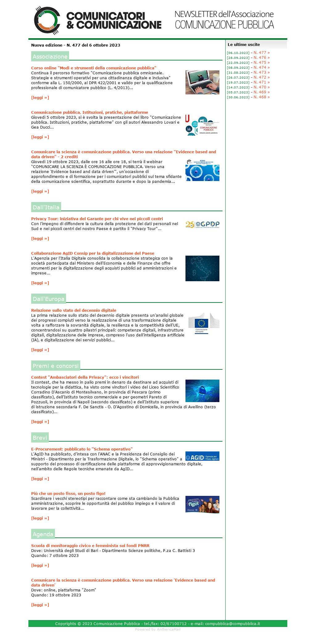 Comunicatori e Comunicazione n� 477 - 06 ottobre 2023