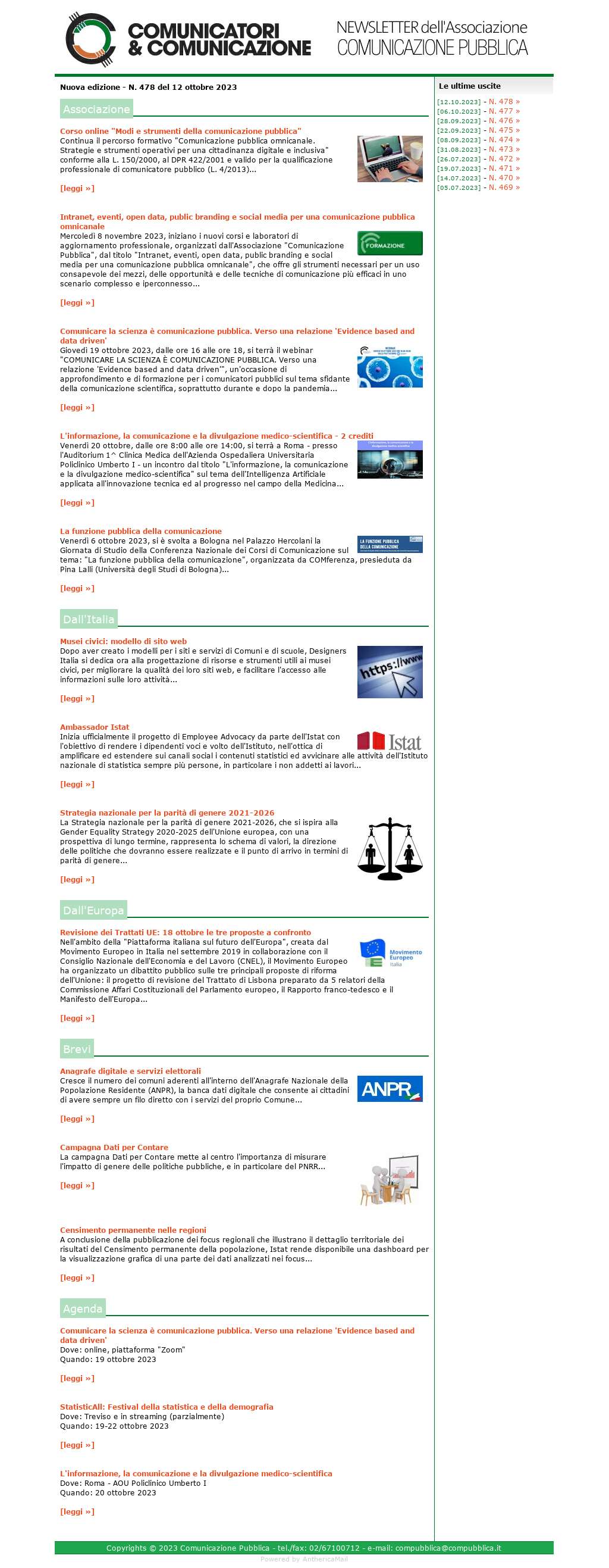 Comunicatori e Comunicazione n� 478 - 12 ottobre 2023