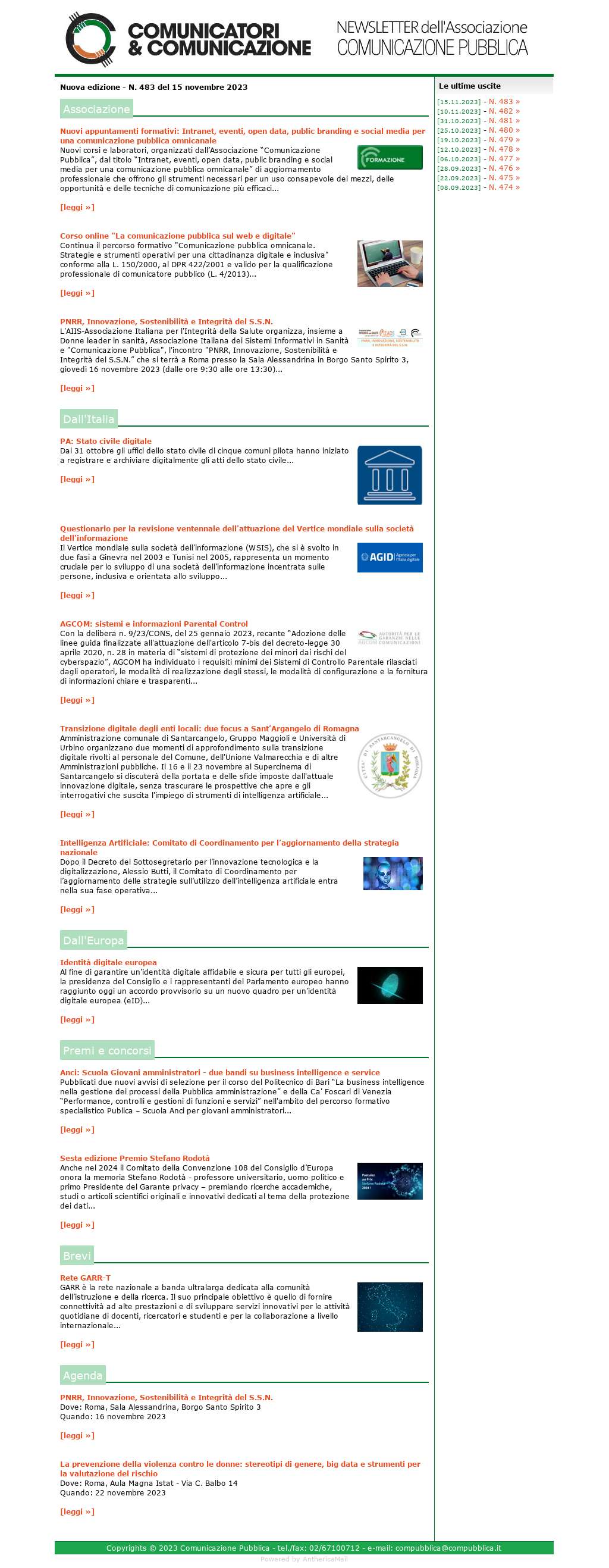 Comunicatori e Comunicazione n� 483 - 15 novembre 2023
