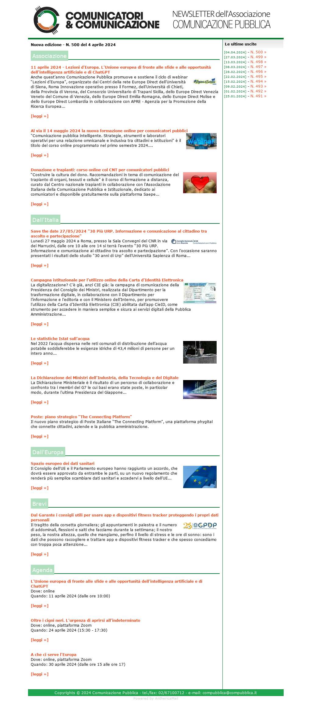 Comunicatori e Comunicazione n� 500 - 4 aprile 2024