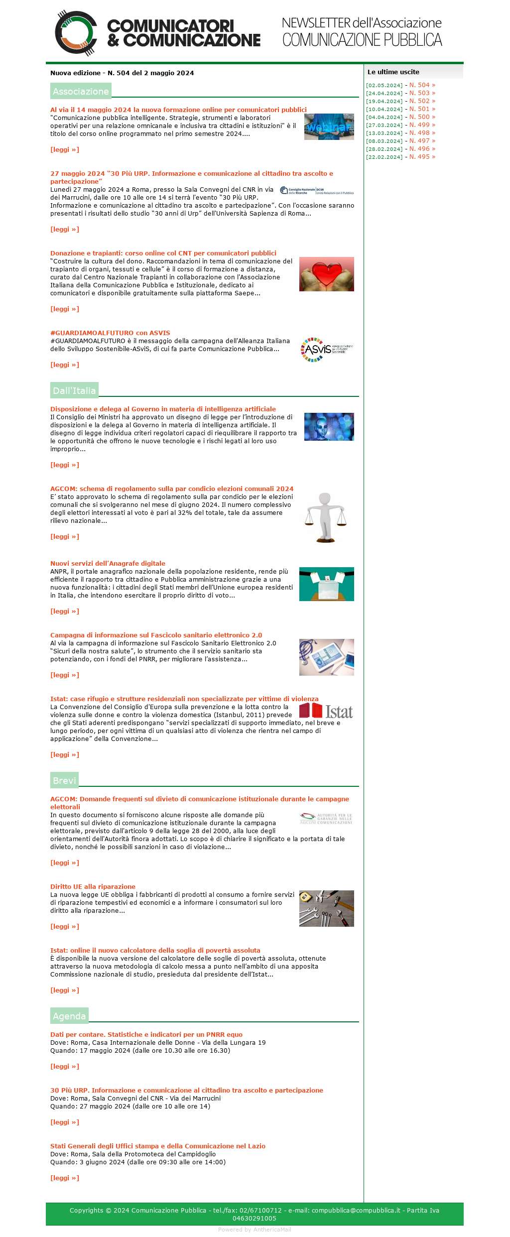 Comunicatori e Comunicazione n� 504 - 2 maggio 2024
