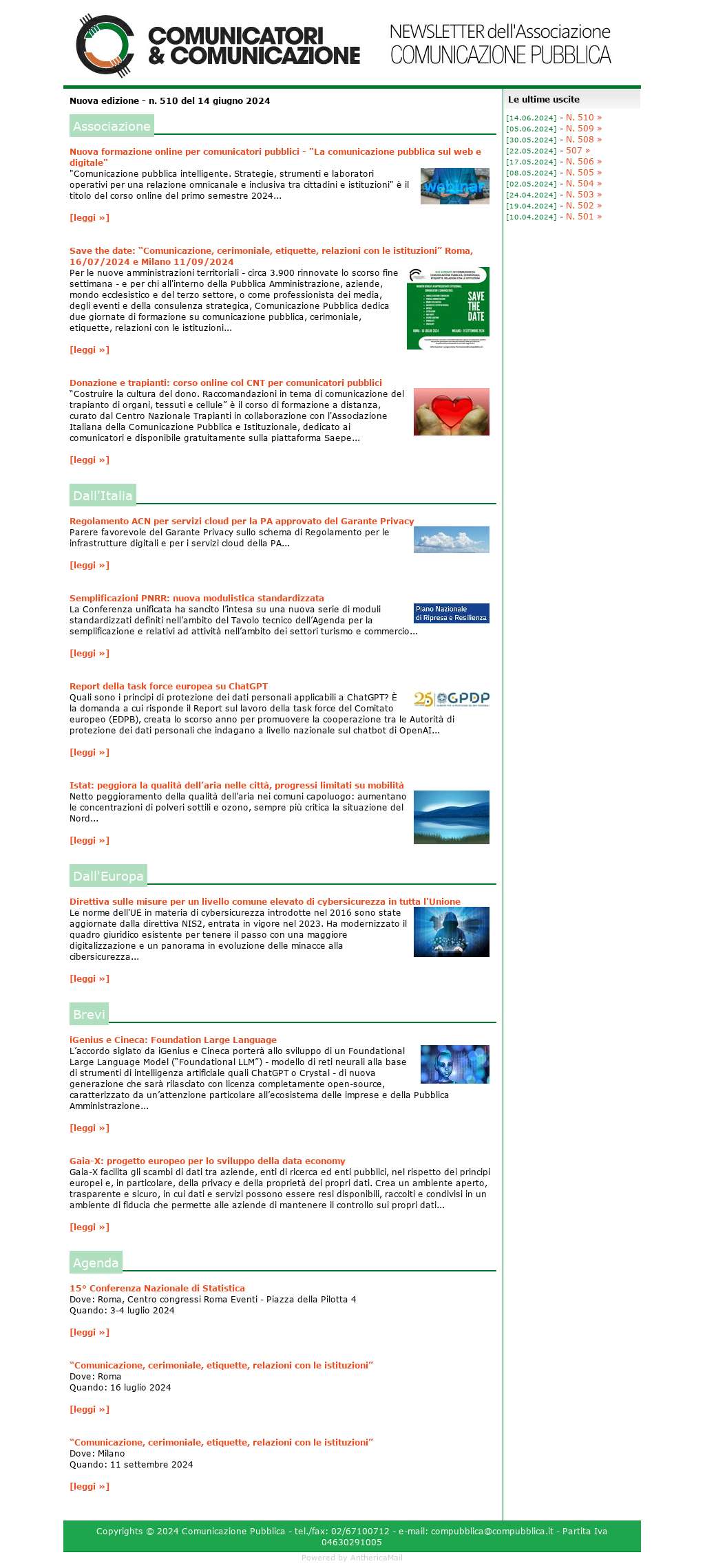 Comunicatori e Comunicazione n� 510 - 14 giugno 2024