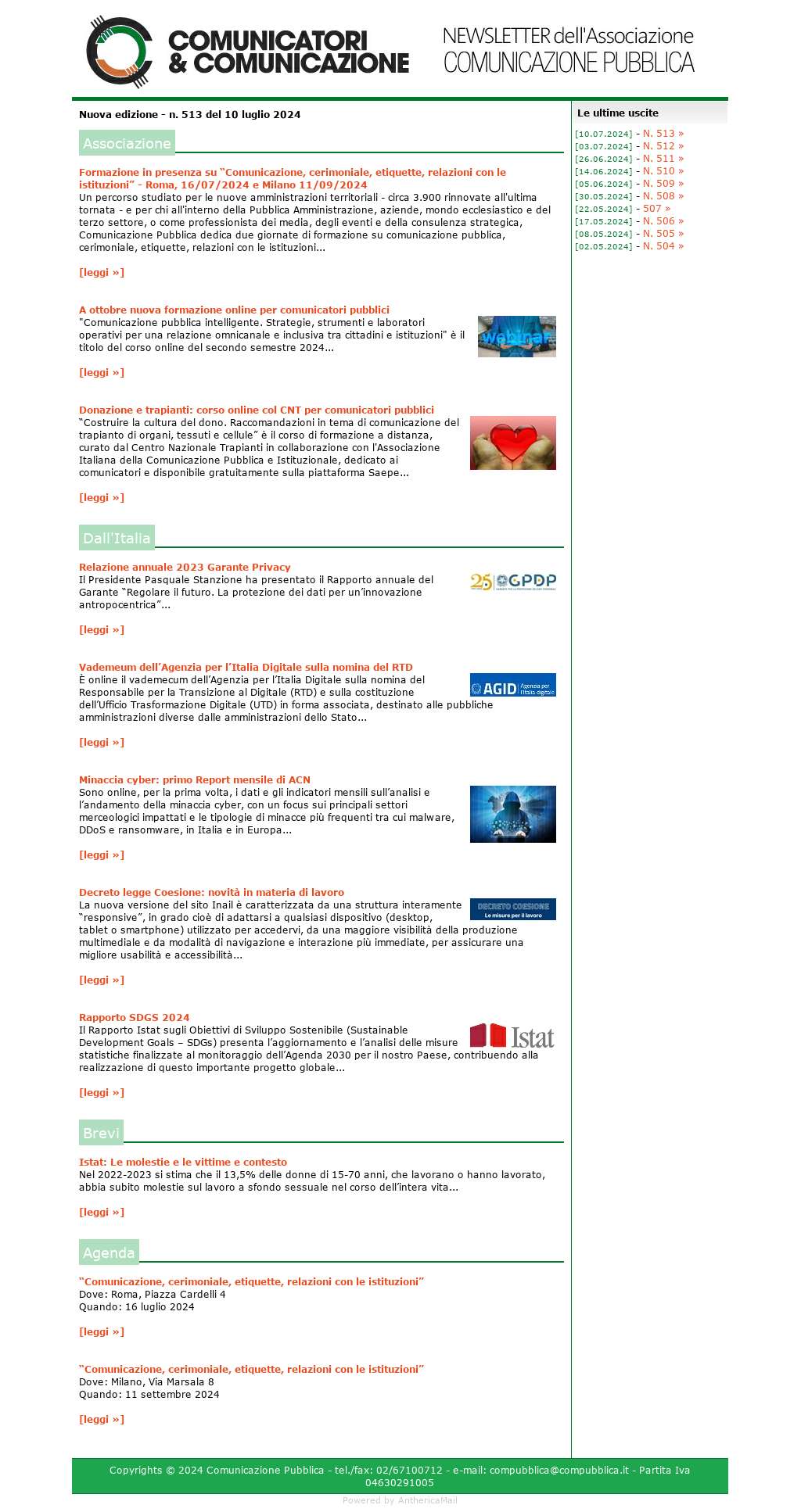 Comunicatori e Comunicazione n� 513 - 10 luglio 2024