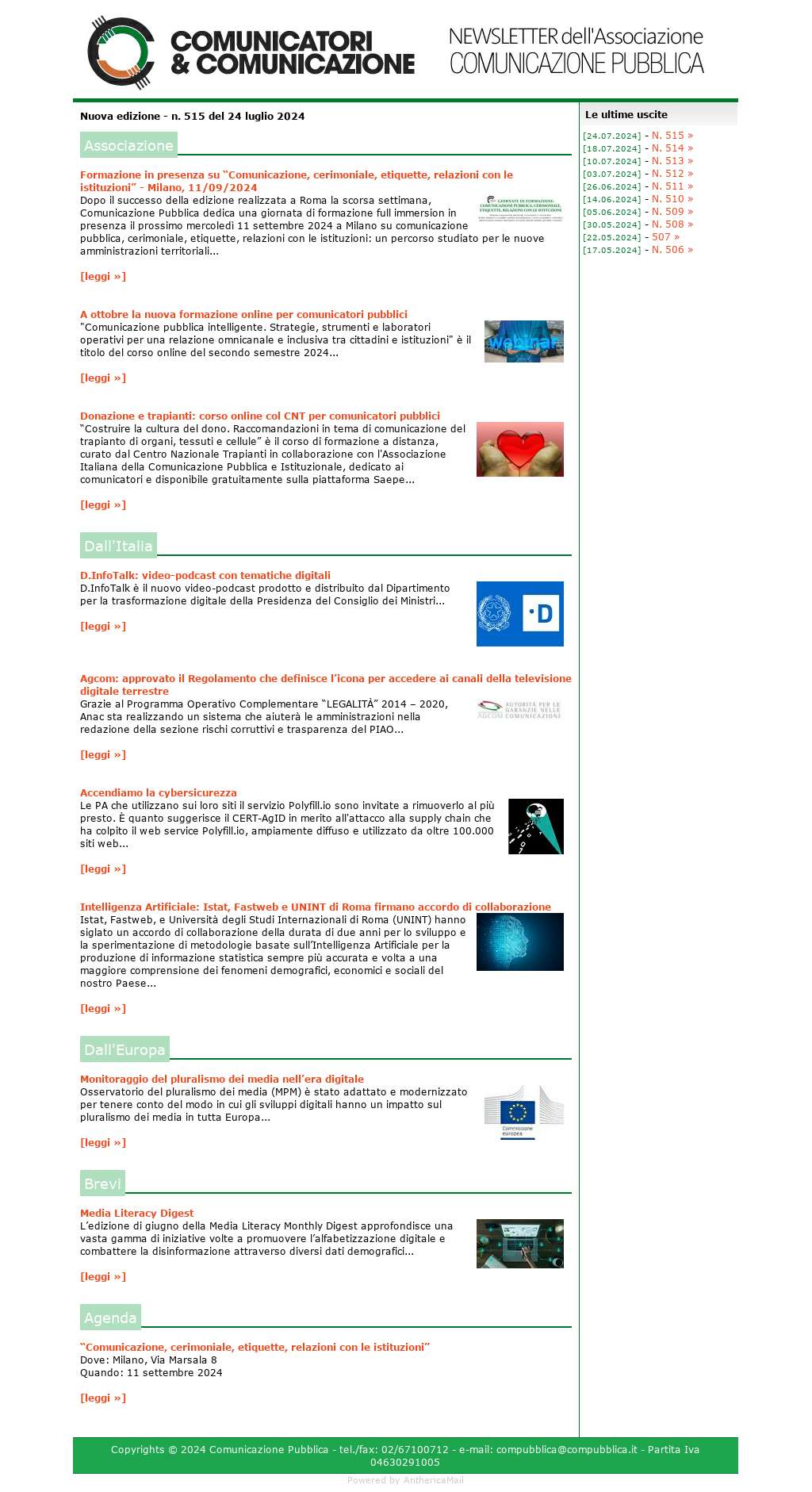 Comunicatori e Comunicazione n� 515 - 24 luglio 2024