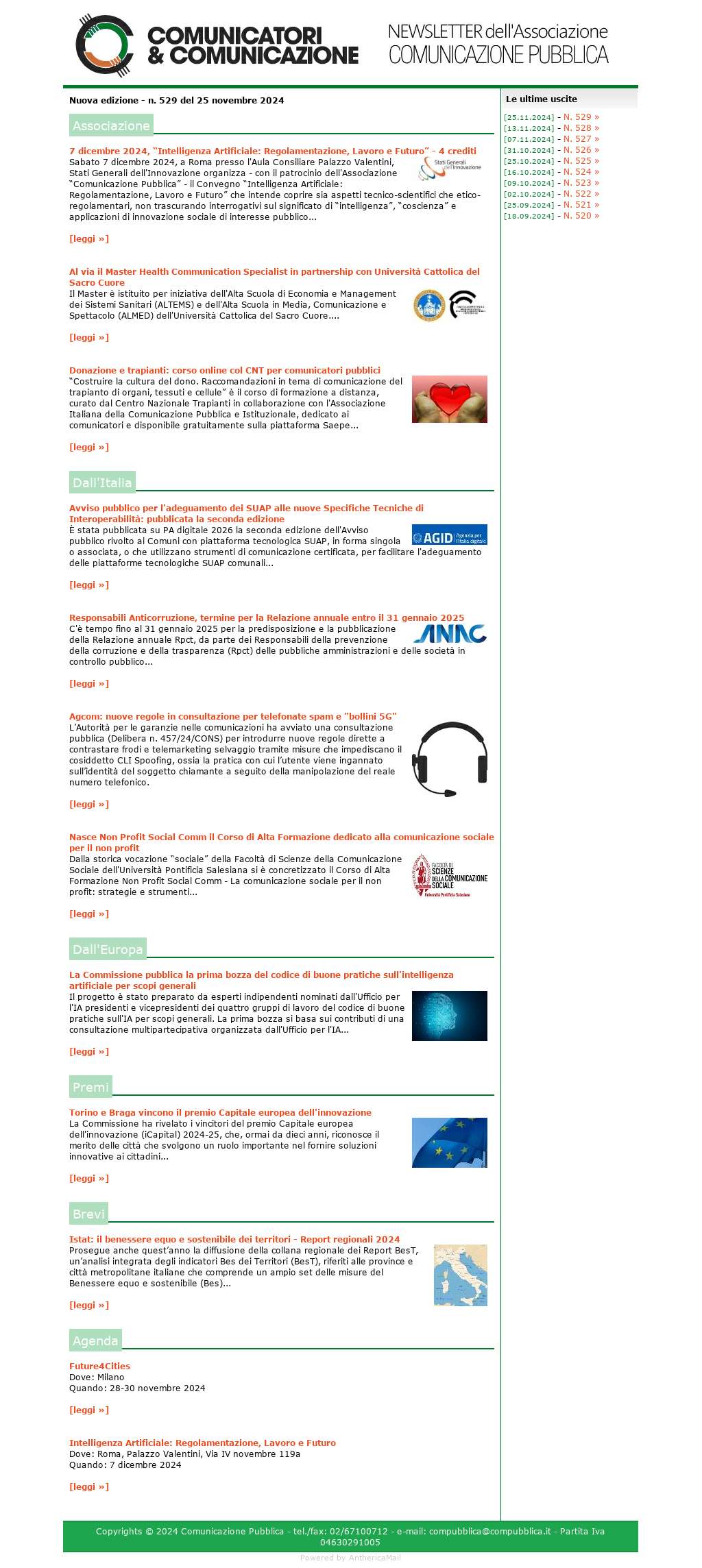 Comunicatori e Comunicazione n� 529 - 25 novembre 2024