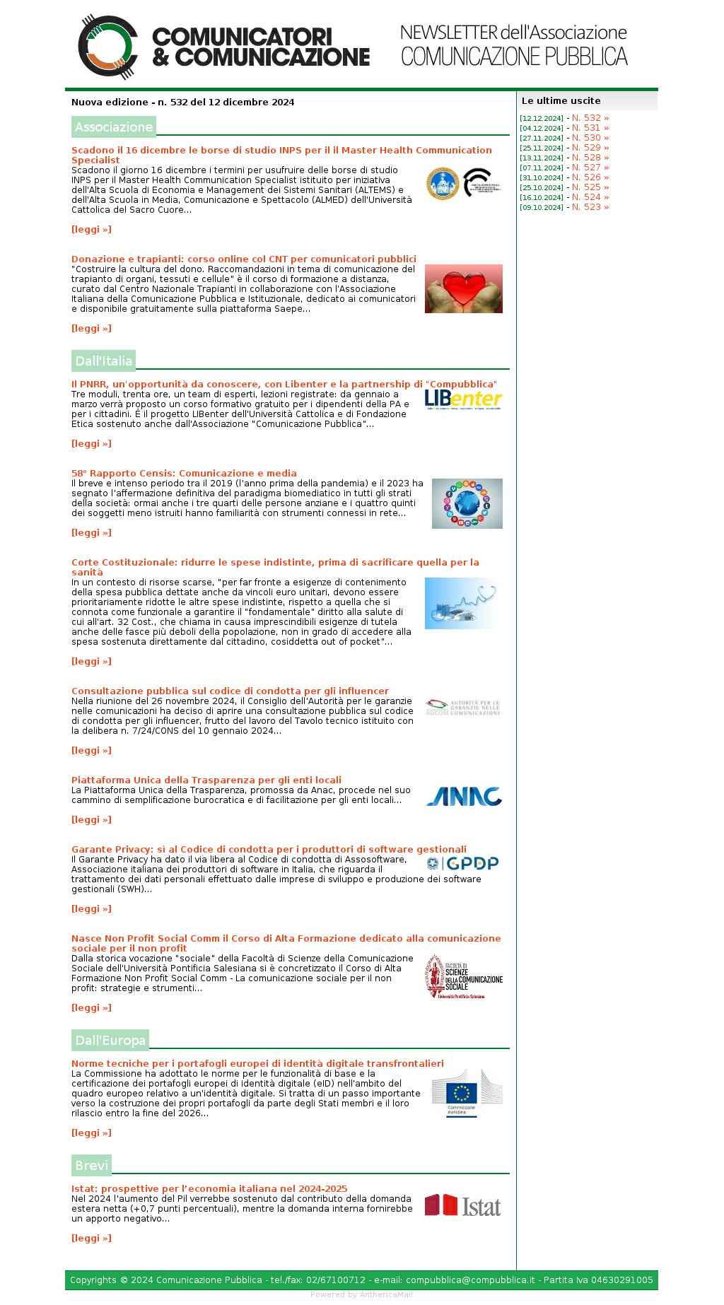 Comunicatori e Comunicazione n� 532 - 12 dicembre 2024