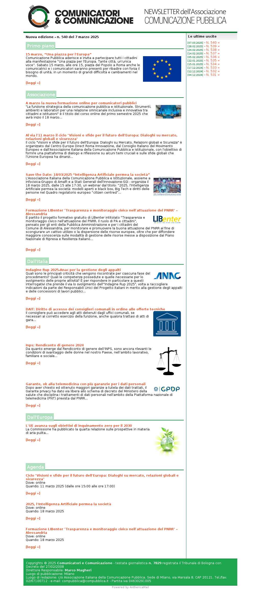 Comunicatori e Comunicazione n� 540 - 7 marzo 2025