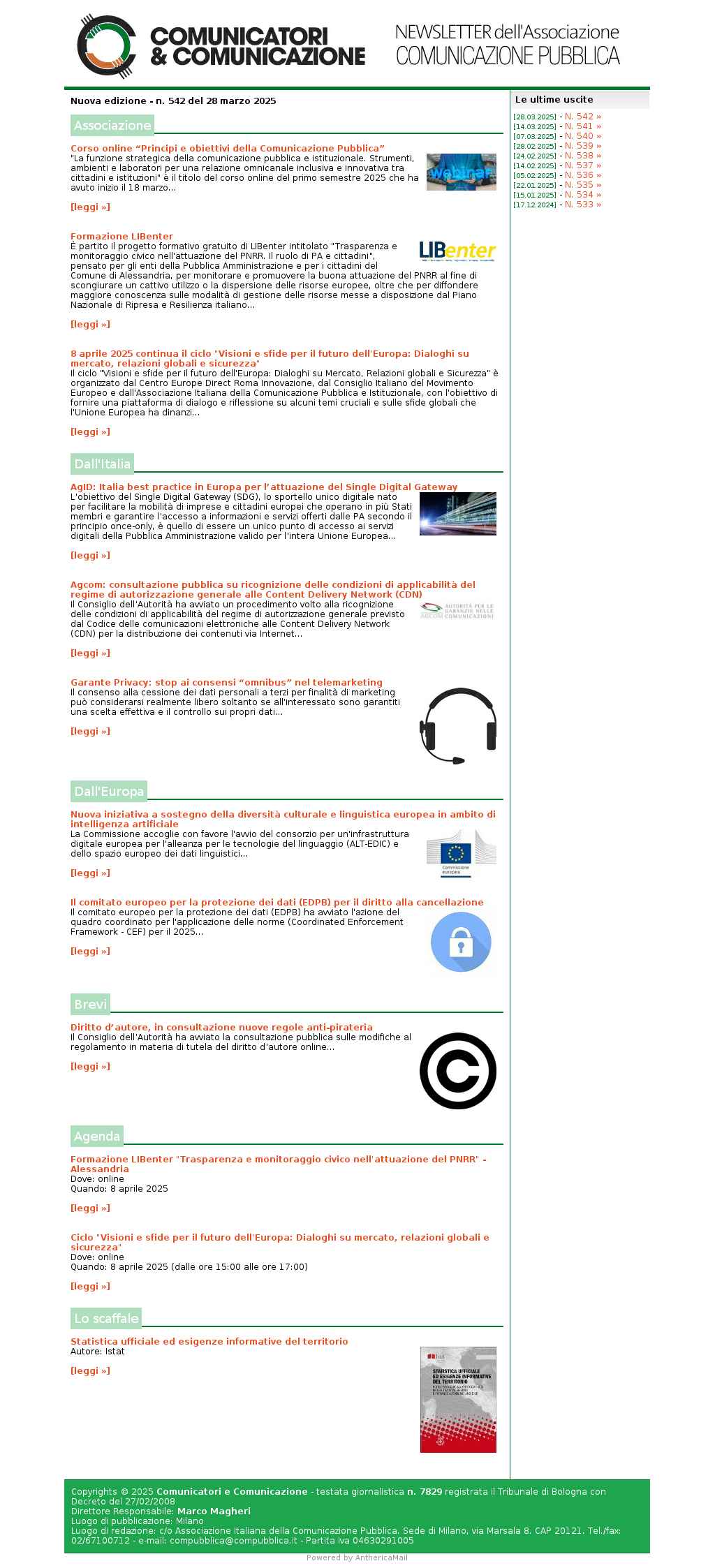 Comunicatori e Comunicazione n� 542 - 28 marzo 2025