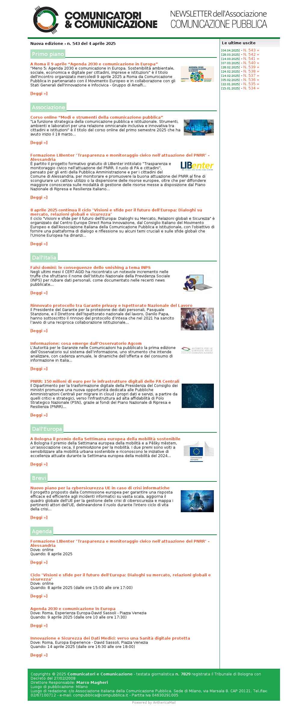 Comunicatori e Comunicazione n� 543 - 4 aprile 2025