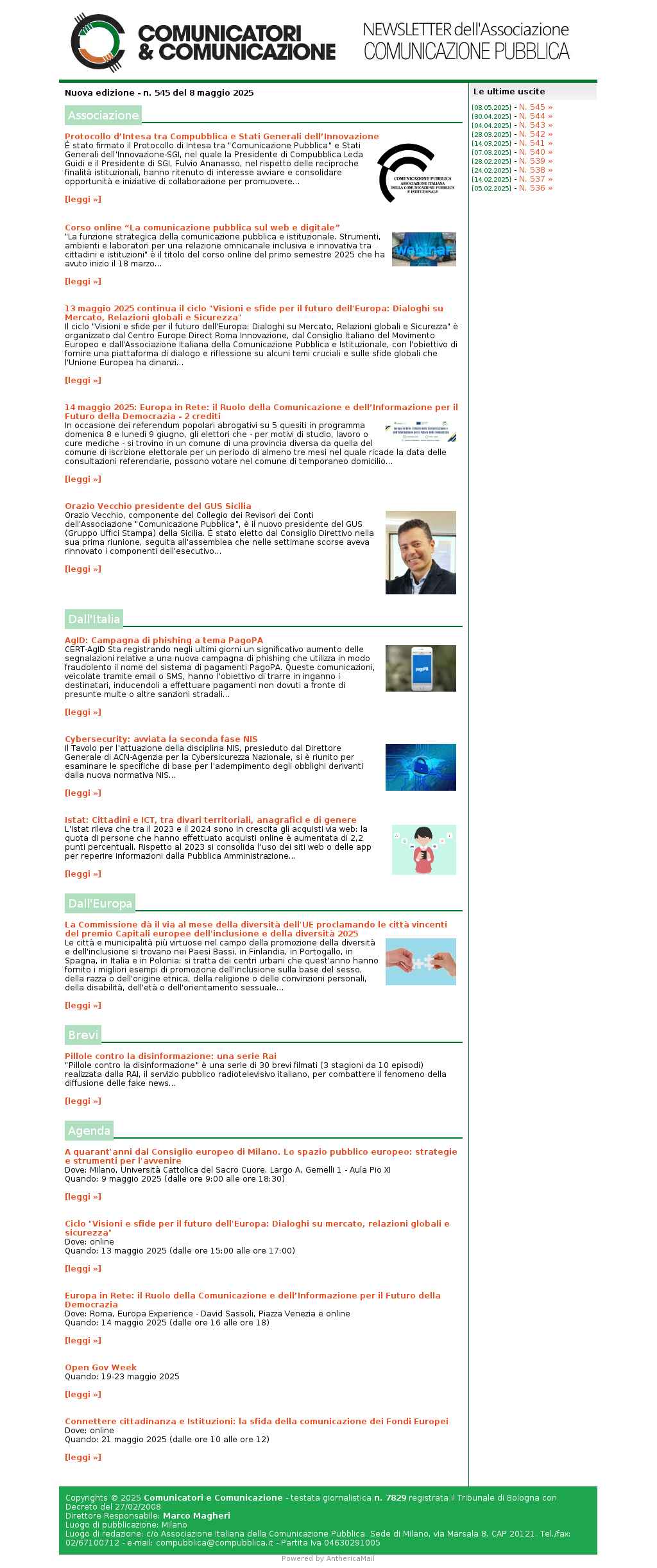 Comunicatori e Comunicazione n� 545 - 8 maggio 2025