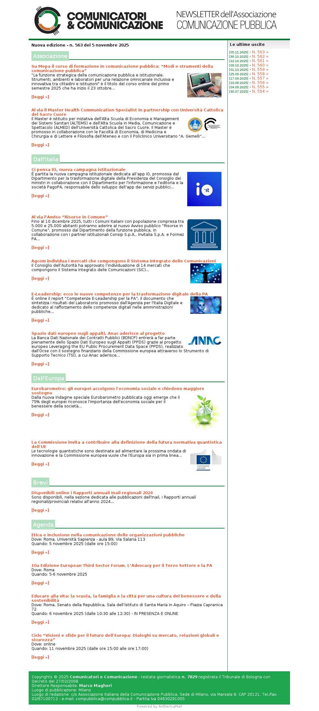 Comunicatori e Comunicazione n� 563 - 5 novembre 2025